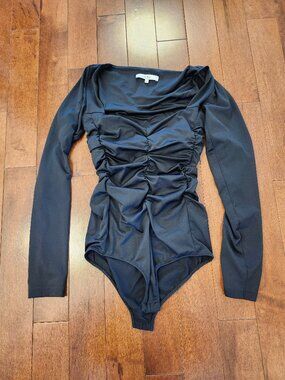 Tibi women's long sleeve black bodysuit in size small